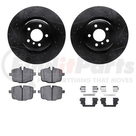 8512-31101 by DYNAMIC FRICTION COMPANY - Rotors-Drilled & Slotted-Black w/ 5000 Advanced Brake Pads Incl Hdw