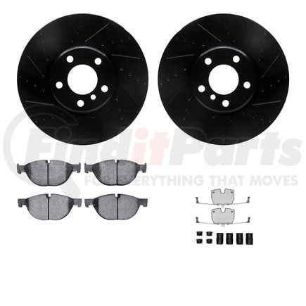 8512-31112 by DYNAMIC FRICTION COMPANY - Rotors-Drilled & Slotted-Black w/ 5000 Advanced Brake Pads Incl Hdw