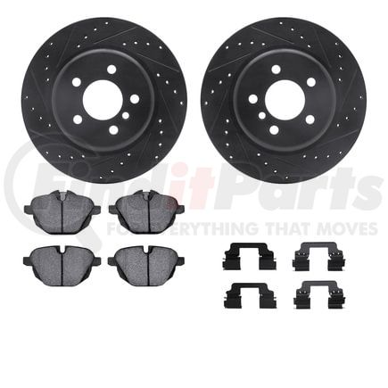 8512-31116 by DYNAMIC FRICTION COMPANY - Rotors-Drilled & Slotted-Black w/ 5000 Advanced Brake Pads Incl Hdw