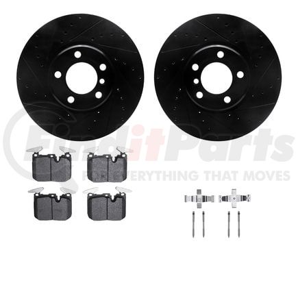 8512-31124 by DYNAMIC FRICTION COMPANY - Rotors-Drilled & Slotted-Black w/ 5000 Advanced Brake Pads Incl Hdw