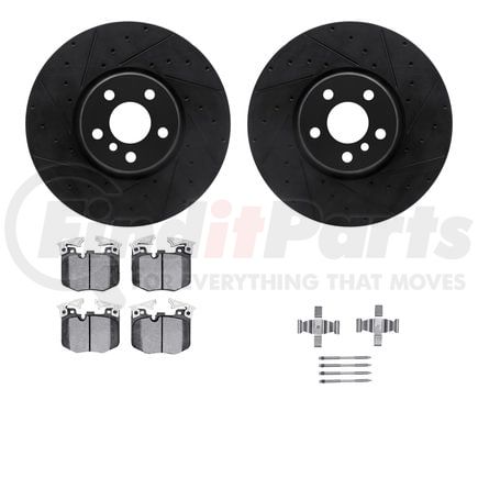 8512-31139 by DYNAMIC FRICTION COMPANY - Rotors-Drilled & Slotted-Black w/ 5000 Advanced Brake Pads Incl Hdw