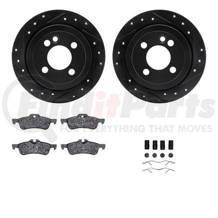 8512-32003 by DYNAMIC FRICTION COMPANY - Rotors-Drilled & Slotted-Black w/ 5000 Advanced Brake Pads Incl Hdw