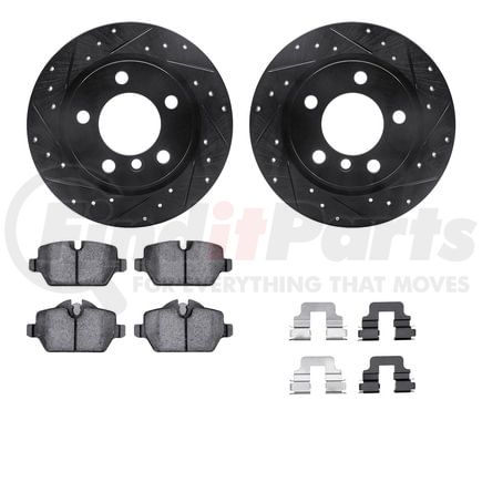 8512-32012 by DYNAMIC FRICTION COMPANY - Rotors-Drilled & Slotted-Black w/ 5000 Advanced Brake Pads Incl Hdw