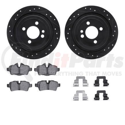 8512-32009 by DYNAMIC FRICTION COMPANY - Rotors-Drilled & Slotted-Black w/ 5000 Advanced Brake Pads Incl Hdw