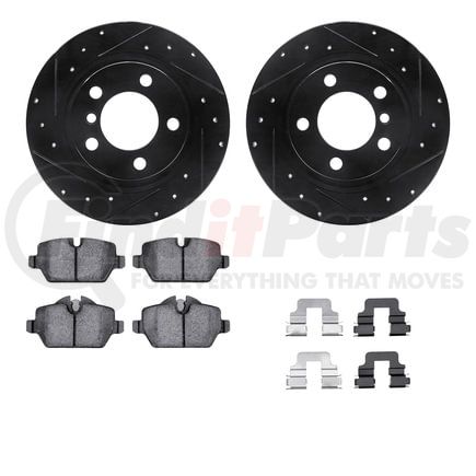 8512-32015 by DYNAMIC FRICTION COMPANY - Rotors-Drilled & Slotted-Black w/ 5000 Advanced Brake Pads Incl Hdw