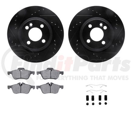 8512-32043 by DYNAMIC FRICTION COMPANY - Rotors-Drilled & Slotted-Black w/ 5000 Advanced Brake Pads Incl Hdw