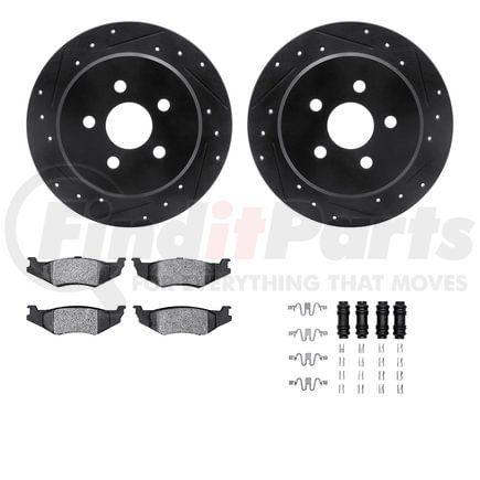 8512-39004 by DYNAMIC FRICTION COMPANY - Rotors-Drilled & Slotted-Black w/ 5000 Advanced Brake Pads Incl Hdw