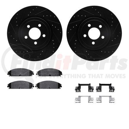 8512-39007 by DYNAMIC FRICTION COMPANY - Rotors-Drilled & Slotted-Black w/ 5000 Advanced Brake Pads Incl Hdw