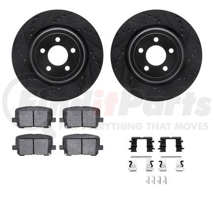 8512-39014 by DYNAMIC FRICTION COMPANY - Rotors-Drilled & Slotted-Black w/ 5000 Advanced Brake Pads Incl Hdw