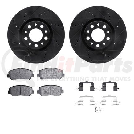 8512-39017 by DYNAMIC FRICTION COMPANY - Rotors-Drilled & Slotted-Black w/ 5000 Advanced Brake Pads Incl Hdw