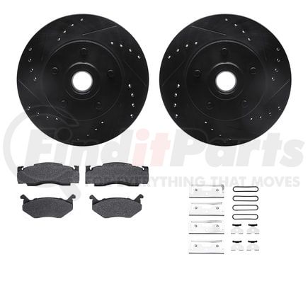 8512-39032 by DYNAMIC FRICTION COMPANY - Rotors-Drilled & Slotted-Black w/ 5000 Advanced Brake Pads Incl Hdw