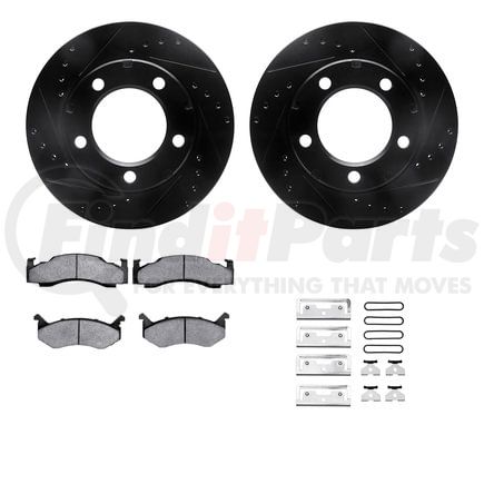 8512-40014 by DYNAMIC FRICTION COMPANY - Brake Rotor - Drilled & Slotted - Black w/5000 Brake Pads & HW Kit