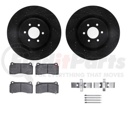 8512-40025 by DYNAMIC FRICTION COMPANY - Rotors-Drilled & Slotted-Black w/ 5000 Advanced Brake Pads Incl Hdw