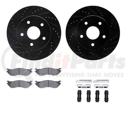 8512-40082 by DYNAMIC FRICTION COMPANY - Brake Rotor - Drilled & Slotted - Black w/5000 Brake Pads & HW Kit