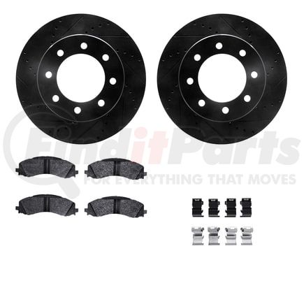 8512-40487 by DYNAMIC FRICTION COMPANY - Rotors-Drilled & Slotted-Black w/ 5000 Advanced Brake Pads Incl Hdw