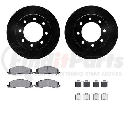 8512-40486 by DYNAMIC FRICTION COMPANY - Rotors-Drilled & Slotted-Black w/ 5000 Advanced Brake Pads Incl Hdw