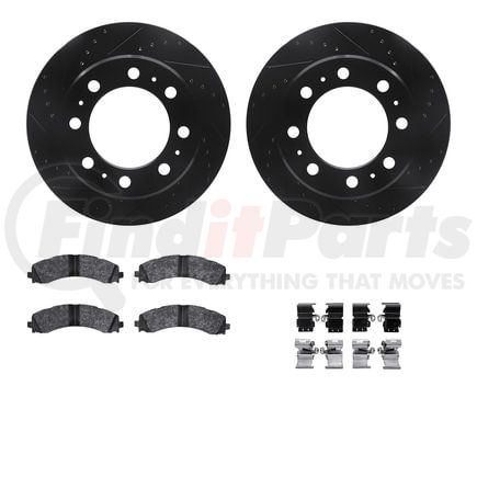 8512-40517 by DYNAMIC FRICTION COMPANY - Rotors-Drilled & Slotted-Black w/ 5000 Advanced Brake Pads Incl Hdw