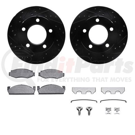 8512-42010 by DYNAMIC FRICTION COMPANY - Brake Rotor - Drilled & Slotted - Black w/5000 Brake Pads & HW Kit