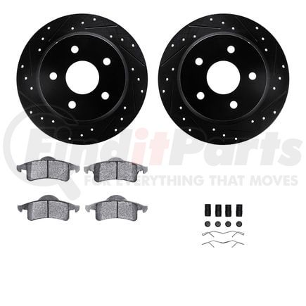8512-42020 by DYNAMIC FRICTION COMPANY - Brake Rotor - Drilled & Slotted - Black w/5000 Brake Pads & HW Kit