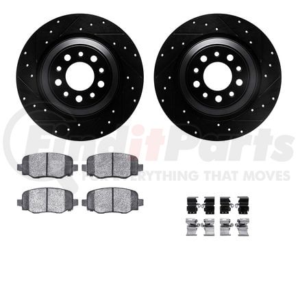 8512-42044 by DYNAMIC FRICTION COMPANY - Brake Rotor - Dimpled & Slotted - Black w/5000 Brake Pads & HW Kit