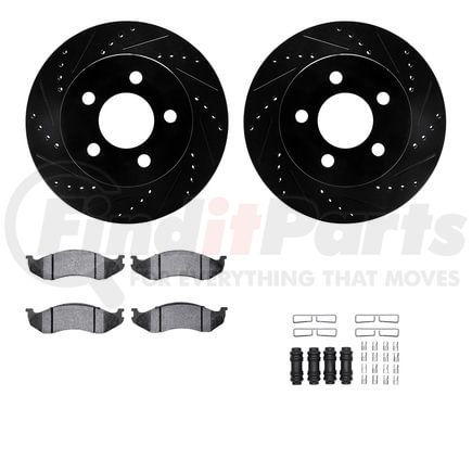 8512-42060 by DYNAMIC FRICTION COMPANY - Rotors-Drilled & Slotted-Black w/ 5000 Advanced Brake Pads Incl Hdw