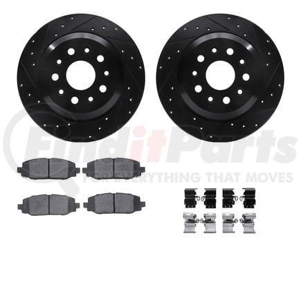 8512-42064 by DYNAMIC FRICTION COMPANY - Rotors-Drilled & Slotted-Black w/ 5000 Advanced Brake Pads Incl Hdw