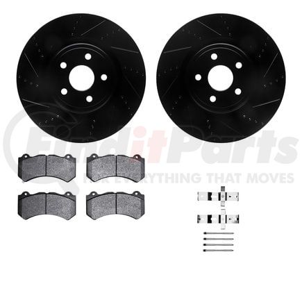 8512-42094 by DYNAMIC FRICTION COMPANY - Rotors-Drilled & Slotted-Black w/ 5000 Advanced Brake Pads Incl Hdw