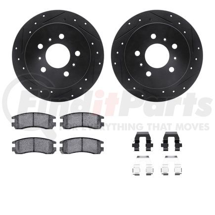 8512-45002 by DYNAMIC FRICTION COMPANY - Rotors-Drilled & Slotted-Black w/ 5000 Advanced Brake Pads Incl Hdw