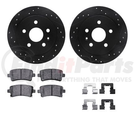 8512-45009 by DYNAMIC FRICTION COMPANY - Rotors-Drilled & Slotted-Black w/ 5000 Advanced Brake Pads Incl Hdw