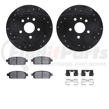 8512-45029 by DYNAMIC FRICTION COMPANY - Brake Rotor - Dimpled & Slotted - Black w/5000 Brake Pads & HW Kit