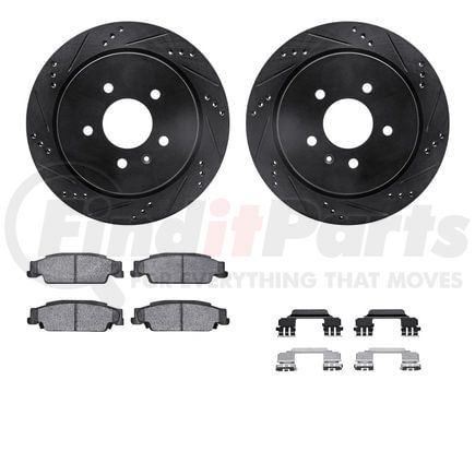 8512-46009 by DYNAMIC FRICTION COMPANY - Rotors-Drilled & Slotted-Black w/ 5000 Advanced Brake Pads Incl Hdw