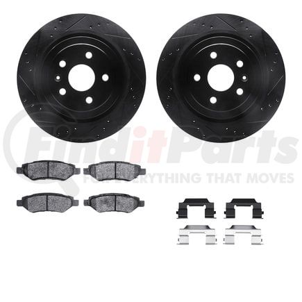 8512-46022 by DYNAMIC FRICTION COMPANY - Rotors-Drilled & Slotted-Black w/ 5000 Advanced Brake Pads Incl Hdw