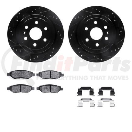 8512-46046 by DYNAMIC FRICTION COMPANY - Brake Rotor - Dimpled & Slotted - Black w/5000 Brake Pads & HW Kit