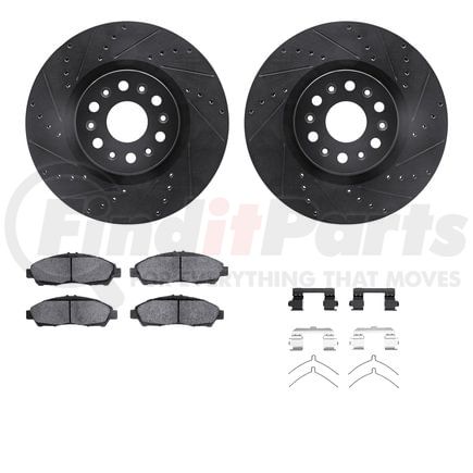 8512-46057 by DYNAMIC FRICTION COMPANY - Brake Rotor - Dimpled & Slotted - Black w/5000 Brake Pads & HW Kit