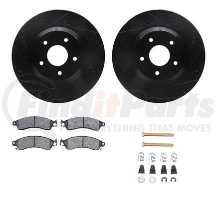 8512-47006 by DYNAMIC FRICTION COMPANY - Rotors-Drilled & Slotted-Black w/ 5000 Advanced Brake Pads Incl Hdw