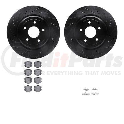 8512-47017 by DYNAMIC FRICTION COMPANY - Rotors-Drilled & Slotted-Black w/ 5000 Advanced Brake Pads Incl Hdw