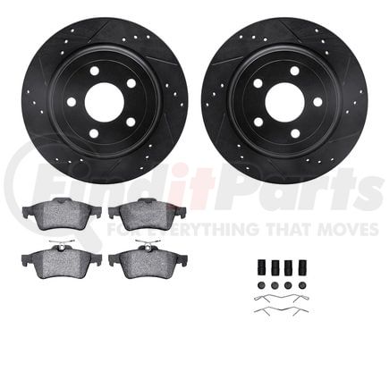 8512-47020 by DYNAMIC FRICTION COMPANY - Rotors-Drilled & Slotted-Black w/ 5000 Advanced Brake Pads Incl Hdw