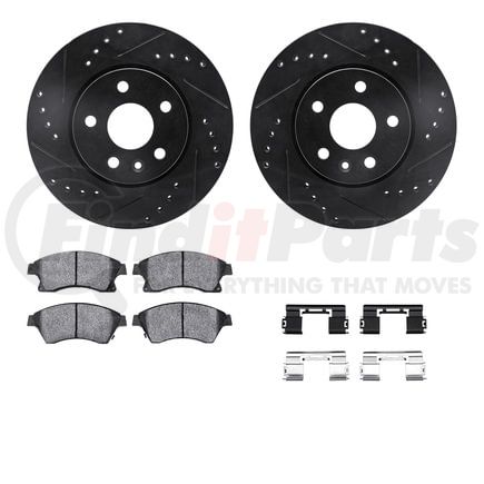 8512-47024 by DYNAMIC FRICTION COMPANY - Rotors-Drilled & Slotted-Black w/ 5000 Advanced Brake Pads Incl Hdw