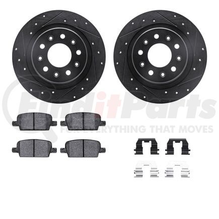 8512-47050 by DYNAMIC FRICTION COMPANY - Rotors-Drilled & Slotted-Black w/ 5000 Advanced Brake Pads Incl Hdw