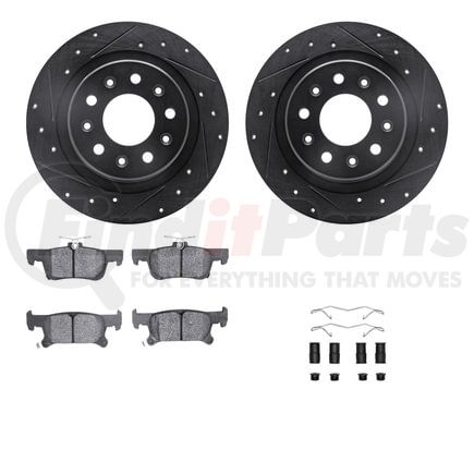 8512-47079 by DYNAMIC FRICTION COMPANY - Brake Rotor - Dimpled & Slotted - Black w/5000 Brake Pads & HW Kit