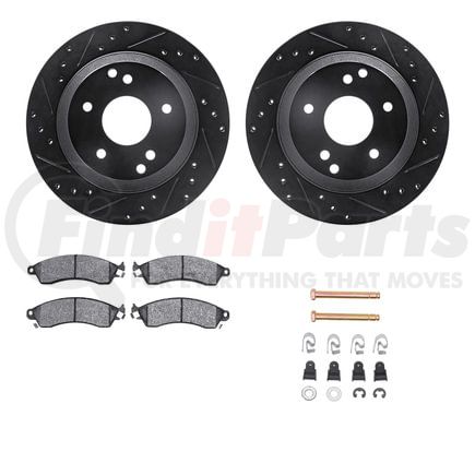 8512-47091 by DYNAMIC FRICTION COMPANY - Rotors-Drilled & Slotted-Black w/ 5000 Advanced Brake Pads Incl Hdw