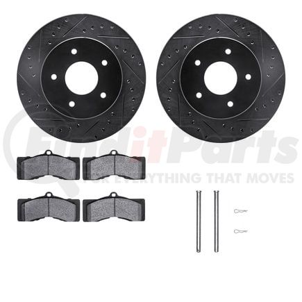 8512-47124 by DYNAMIC FRICTION COMPANY - Rotors-Drilled & Slotted-Black w/ 5000 Advanced Brake Pads Incl Hdw