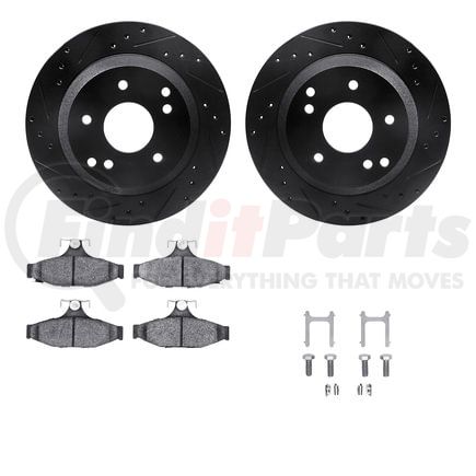 8512-47149 by DYNAMIC FRICTION COMPANY - Rotors-Drilled & Slotted-Black w/ 5000 Advanced Brake Pads Incl Hdw