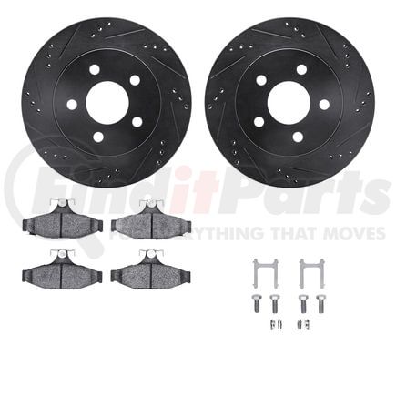 8512-47152 by DYNAMIC FRICTION COMPANY - Rotors-Drilled & Slotted-Black w/ 5000 Advanced Brake Pads Incl Hdw