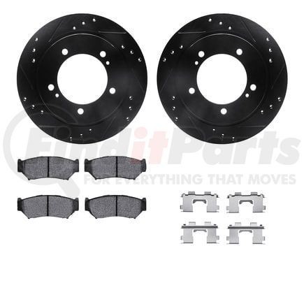 8512-47274 by DYNAMIC FRICTION COMPANY - Rotors-Drilled & Slotted-Black w/ 5000 Advanced Brake Pads Incl Hdw