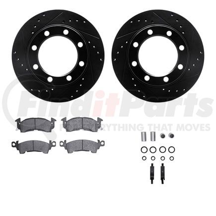8512-48001 by DYNAMIC FRICTION COMPANY - Brake Rotor - Drilled & Slotted - Black w/5000 Brake Pads & HW Kit