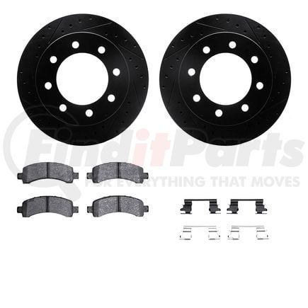 8512-48016 by DYNAMIC FRICTION COMPANY - Rotors-Drilled & Slotted-Black w/ 5000 Advanced Brake Pads Incl Hdw