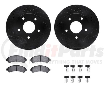 8512-48033 by DYNAMIC FRICTION COMPANY - Brake Rotor - Dimpled & Slotted - Black w/5000 Brake Pads & HW Kit