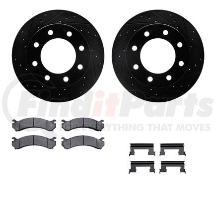 8512-48036 by DYNAMIC FRICTION COMPANY - Brake Rotor - Dimpled & Slotted - Black w/5000 Brake Pads & HW Kit