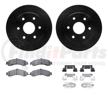 8512-48044 by DYNAMIC FRICTION COMPANY - Brake Rotor - Dimpled & Slotted - Black w/5000 Brake Pads & HW Kit
